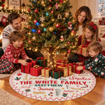 Personalized Family Name Word Cloud Christmas Tree Skirt with 1-20 Names Holiday Party Home Decor Christmas Gift for Family Friends