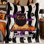 Couverture douce personnalisée avec motif mignon sur le thème d'Halloween et prénom – Décoration d'intérieur – Cadeau d'Halloween pour la famille, les amis et les enfants