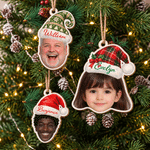 Gepersonaliseerde foto met kerstmuts – Kerstboomversiering met naam – Woonaccessoire – Kerstcadeau voor familie, vrienden en kinderen