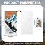 Personalized Ski Silhouette Quick-Drying Microfiber Sports Towel with Name and Storage Bag Outdoor Activity Use Ski Trip Birthday Gift for Ski Lovers