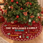 Personalized Family Name Word Cloud Christmas Tree Skirt with 1-20 Names Holiday Party Home Decor Christmas Gift for Family Friends