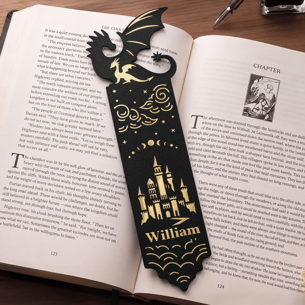 Personalised Dragon Bookmark with Name Daily Reading World Book Day Birthday Gift for Dragon Lovers
