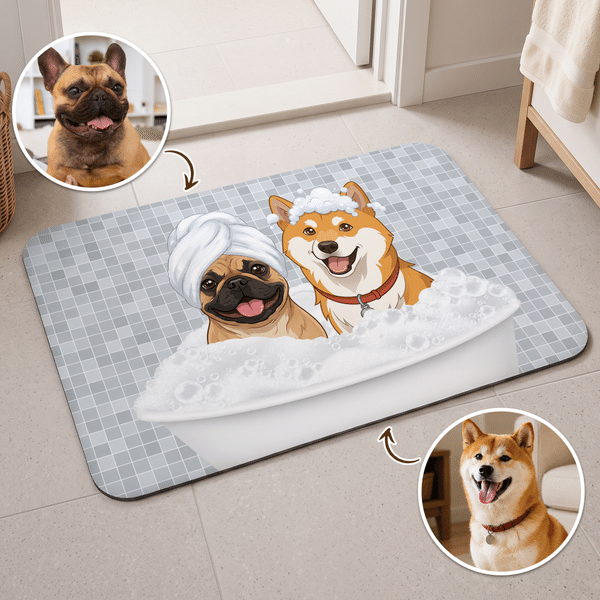 Personalised Muticolor 1-3 Cartoon Bath Pet Photos Non-Slip Door Mat Daily Use Housewarming Birthday Gift for Pet Owner Lover