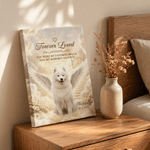 Personalised Forever Loved Angel Style Pet Photo Canvas Prints with Name and Date Home Decor Pet Memorial Gift for Pet Owners