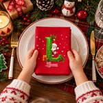 Personalised Reindeer Nutcracker Santa Initial 100% Cotton Napkins with Name Festive Table Decor Christmas Gift for Family Friend