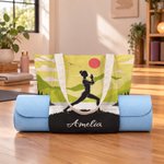 Personalised Multicolour Yoga Silhouette Mat Tote Bag with Name Yoga Accessories Sports Gift for Women Yoga Lovers