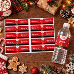 Personalised Ho Ho Ho Merry Christmas Snowflake Waterproof Water Bottle Labels Stickers with Name Set of 20 Christmas Party Gift for Family Friends