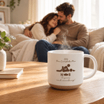Personalized Funny Stickman Pattern Ceramic Coffee Mug with Initial and Year Wedding Anniversary Birthday Gift for Couple Husband Wife