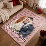 Personalized Watercolor Couple Photo Soft Throw Blanket with Title and Names Home Decor Anniversary Birthday Gift for Couple Lover