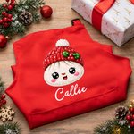 Personalised Cute Christmas Crystal Dumpling Adjustable Kid Apron Chef Hat Set with Pocket and Name Cooking Christmas Party Gift for Boys Girls
