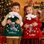 Personalized Christmas Stocking Pattern Gift Bag with Name and Initial Christmas Gift for Kids Family Friends