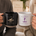 Personalized Funny Stickman Pattern Ceramic Coffee Mug with Initial and Year Wedding Anniversary Birthday Gift for Couple Husband Wife