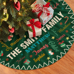 Personalized Family Name Word Cloud Christmas Tree Skirt with 1-20 Names Holiday Party Home Decor Christmas Gift for Family Friends