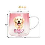 Personalisierte Farbverlauf Glas-Tasse | mit Haustier-Foto & Namen | Integrierte 3D-Herz-Skulptur Kaffeeglas | Geburtstag Geschenk für Tierliebhaber