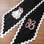 Personlig broderi med initialer, glitterbue, spøkelse, bølget slips, krans, sjal – høstdekorasjon, Halloween, innflyttingsgave til familie og venner 6