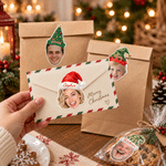 Personalized Cute Santa Hat Photo Waterproof Sticker with Name Gift Decor Christmas Gift for Family Friends Kids