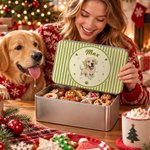 Personalised  Multicolour Cartoon Pet Photo Footprint Tin Storage Box with Name Christmas Gift for Pet Owner