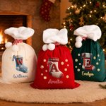 Personalized Christmas Stocking Pattern Gift Bag with Name and Initial Christmas Gift for Kids Family Friends