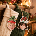 Gepersonaliseerde foto met kerstmuts – Kerstboomversiering met naam – Woonaccessoire – Kerstcadeau voor familie, vrienden en kinderen