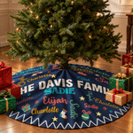 Personalized Family Name Word Cloud Christmas Tree Skirt with 1-20 Names Holiday Party Home Decor Christmas Gift for Family Friends