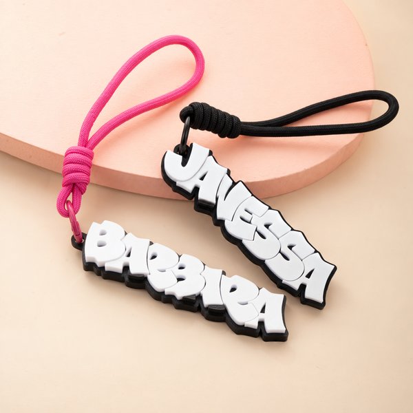 Personalized Graffiti Letter 3D-Printed Keychain Bag Charm with Name Backpack Decor Back to School Gift for Kids Students