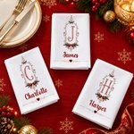 Personalisierte Weihnachtsserviette im Retro-Design | mit Namen & Initiale | 100% Baumwolle | Weihnachten Geschenk für Familie & Freunde