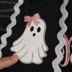 Personlig broderi med initialer, glitterbue, spøkelse, bølget slips, krans, sjal – høstdekorasjon, Halloween, innflyttingsgave til familie og venner 5