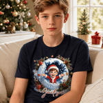 Personalised 3D-Effect Artwork Christmas Theme Photo T-shirt with Name Daily Wear Christmas Gift for Kids Friends Family 5