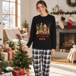 Personalisiertes „Just a Jolly Paw“-Weihnachts-Pyjama-Set für Dackel aus weichem Karo-Stoff mit langen Ärmeln und Namensaufdruck – Hauskleidung und Weihnachtsgeschenk für Hundeliebhaberinnen