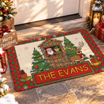 Personalized Santa Elf Cabin Reindeer Xmas Anti-Slip Door Mat with Text Home Decor Christmas Gift for Family Friends