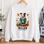 Personalized Fall Season Maple Rugby Jersey Pet Photo T-Shirt Sweatshirt Hoodie with Name Birthday Team Gift for Pet Owners Football Lovers