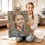Stampe su tela personalizzate con ritratti in stile pittura a olio, realizzati con spatole da cucina in legno e motivi floreali, con testo; decorazioni per la casa; spedizione dagli Stati Uniti; regalo di compleanno per familiari e amici
