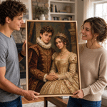 Personalized Renaissance Oil Painting Style Photo Canvas Prints Home Decor Ship from USA Wedding Anniversary Gift for Couple 3