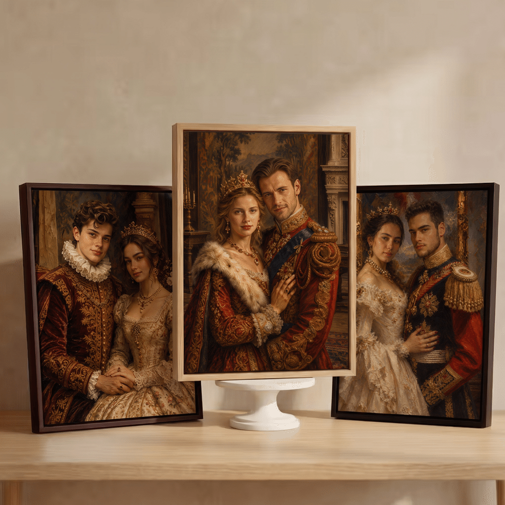 Personalized Renaissance Oil Painting Style Photo Canvas Prints Home Decor Ship from USA Wedding Anniversary Gift for Couple 4