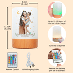 Personlig LED-nattlampa med dimmbar touch-funktion, akvarellmotiv av mamma och barn, med text och fjärrkontroll – heminredning och födelsedagspresent till barn och mamma
