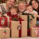 Gepersonaliseerde foto met kerstmuts – Kerstboomversiering met naam – Woonaccessoire – Kerstcadeau voor familie, vrienden en kinderen