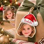 Gepersonaliseerde foto met kerstmuts – Kerstboomversiering met naam – Woonaccessoire – Kerstcadeau voor familie, vrienden en kinderen