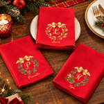 Personalised Holly Highland Cow Pattern 100% Cotton Reusable Red Napkin with Name Table Decor Christmas Gift for Family Friend