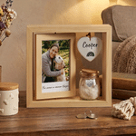 Personalisierter Holzrahmen mit Fotocollagen für Haustiere | mit Namen und Text | mit Gedenkflasche | Tischdeko | Beileidsgeschenk für Tierliebhaber