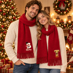 Écharpe-châle personnalisée de Noël avec initiale, à pompons doux multicolores et nom – Accessoire d'hiver, cadeau de Noël ou d'anniversaire pour la famille et les amis