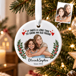 Personalized Christmas Theme Cartoon Comic Photo Ceramic Ornament with Text and Year Christmas Gift for Besties Friends