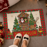 Personalized Santa Elf Cabin Reindeer Xmas Anti-Slip Door Mat with Text Home Decor Christmas Gift for Family Friends