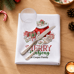 Personalized Absorbent Lightweight Merry Mahjong Christmas Tree 100% Cotton Tea Towel with Text Kitchen Use Christmas Gift for Mahjong Lover Mom