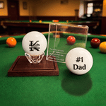 Personalized Engraved Billiards Cue Ball with Name Text Logo and Display Box Birthday Gift for Men Pool Players