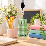 Personalized Gingham Pen Holder Pouch with Name and Retractable Badge Reel Daily Use Back to School Appreciation Gift for Teachers Educators