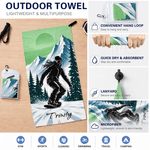 Personalized Ski Silhouette Quick-Drying Microfiber Sports Towel with Name and Storage Bag Outdoor Activity Use Ski Trip Birthday Gift for Ski Lovers