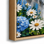 Personalized Flower Bed Oil Painting Style Pet Photo Canvas Prints with Name Home Decor Birthday Gift for Pet Owners