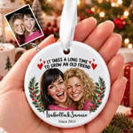 Personalized Christmas Theme Cartoon Comic Photo Ceramic Ornament with Text and Year Christmas Gift for Besties Friends