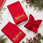 Personalised Gingerbread Christmas Biscuit Pattern 100% Cotton Reusable Red Napkin with Name Table Decor Christmas Gift for Family Friend