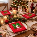 Personalised Reindeer Nutcracker Santa Initial 100% Cotton Napkins with Name Festive Table Decor Christmas Gift for Family Friend